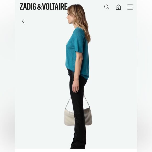 $348 ZADIG & VOLTAIRE Ida Diamante Amour Cashmere Sweater NWT FLAWED - Picture 3 of 14